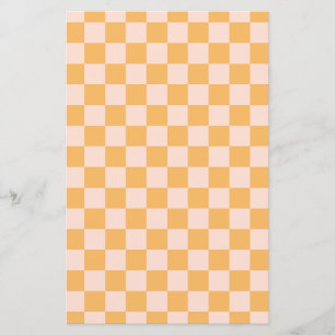 Orange and Unbleached Silk Chequerboard