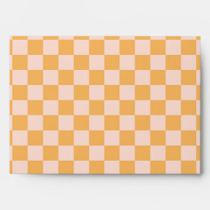 Orange and Unbleached Silk Chequerboard Envelope