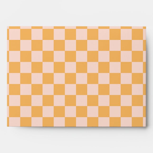 Orange and Unbleached Silk Chequerboard Envelope (Front)