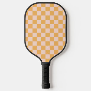 Orange and Unbleached Silk Chequerboard Pickleball Paddle