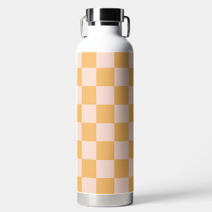 Orange and Unbleached Silk Chequerboard Water Bottle
