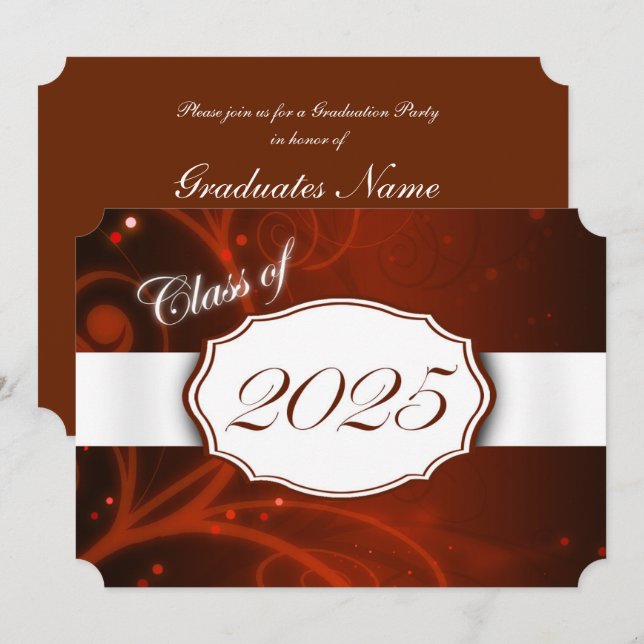 Orange and White 2025 Graduation Party Invitation (Front/Back)