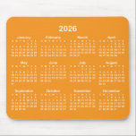 Orange and White 2026 Calendar Mouse Pad<br><div class="desc">Looking for a sleek and stylish way to keep track of your days? Check out this orange and white 2026 calendar mousepad! It makes a great gift for anyone who loves to stay organized. Plus, it's a great way to show off your personality and make your desk look unique by...</div>