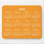 Orange and White 2026 Calendar Mouse Pad<br><div class="desc">Looking for a sleek and stylish way to keep track of your days? Check out this orange and white 2026 calendar mousepad! It makes a great gift for anyone who loves to stay organized. Plus, it's a great way to show off your personality and make your desk look unique by...</div>