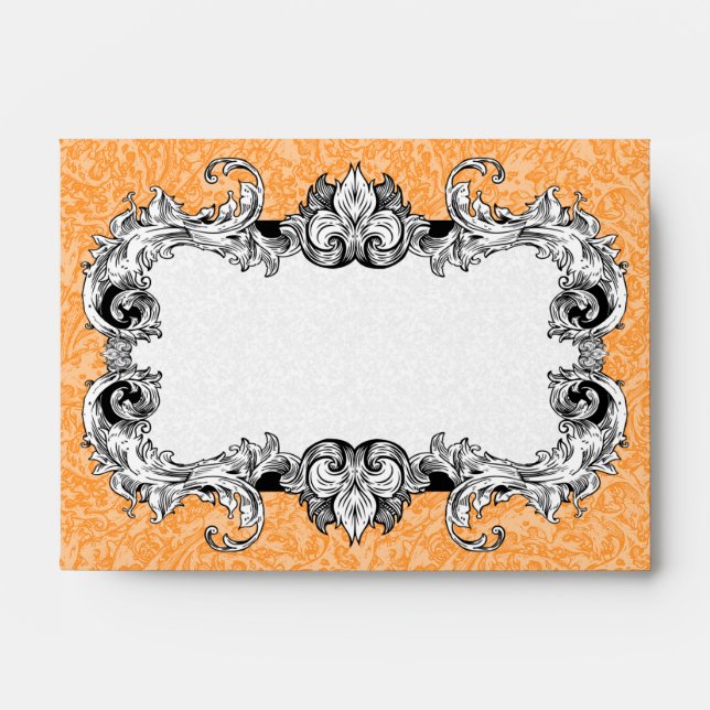 Orange and White A6 Gothic Baroque Envelopes (Front)