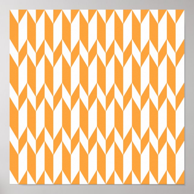 Orange and White Abstract Graphic Pattern. Poster (Front)