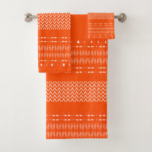 Orange And White African Tribal Inspired Towel Set