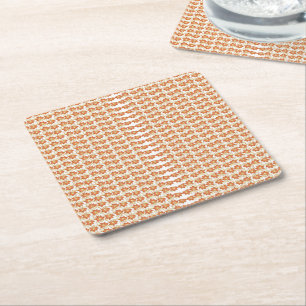 Orange and White Background with a Stylish Pattern Square Paper Coaster