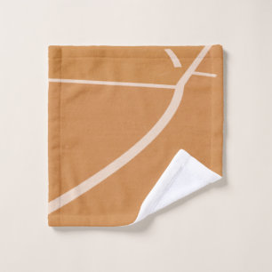 Orange and white basketball court lines wash cloth