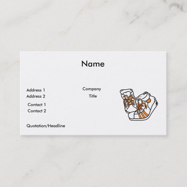 orange and white basketball sneakers graphic business card (Front)