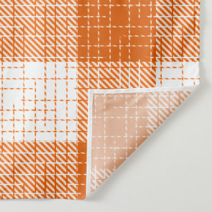 Orange and White Bold Checkered Plaid Design  Fabric
