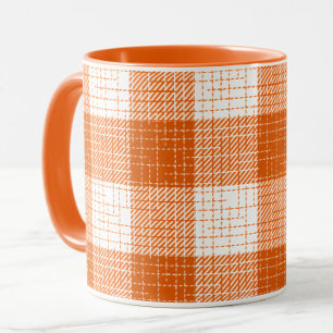 Orange and White Bold Checkered Plaid Design Mug