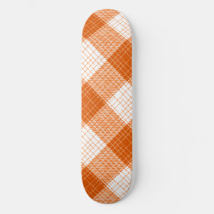 Orange and White Bold Chequered Plaid Design  Skateboard