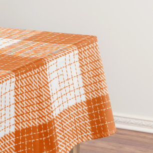Orange and White Bold Chequered Plaid Design  Tablecloth
