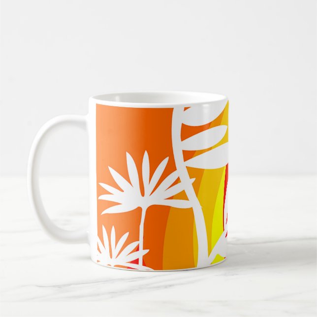 Orange and White Botanical Coffee Mug (Left)