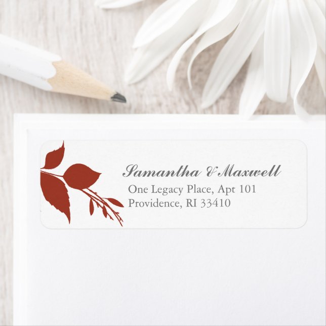 Orange and White Botanical Greenery Return Address Label (Insitu)