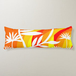 Orange and White Botanical Illustration Body Cushion