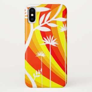 Orange and White Botanical Illustration iPhone X Case