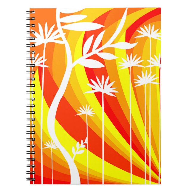 Orange and White Botanical Illustration  Notebook (Front)