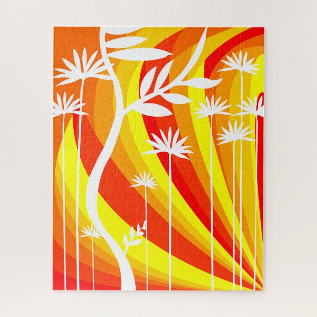 Orange and White Botanical Jigsaw Puzzle (Vertical)