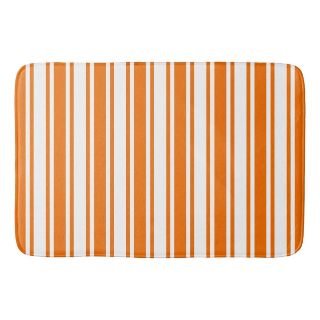 Orange and white candy stripes bath mat (Front)