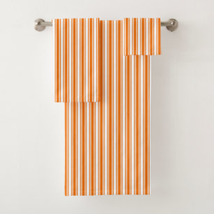 Orange and white candy stripes bath towel set