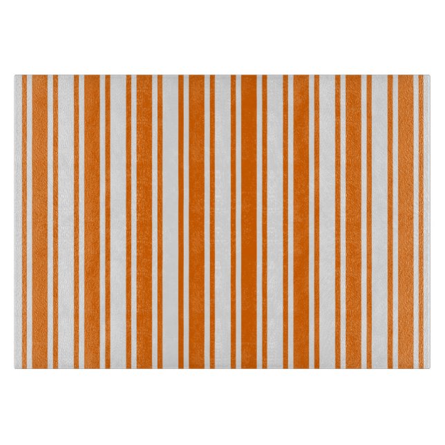 Orange and white candy stripes cutting board (Front)