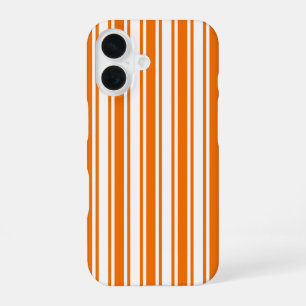 Orange and white candy stripes iPhone 16 case
