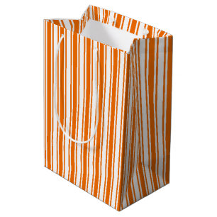 Orange and white candy stripes medium gift bag