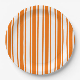 Orange and white candy stripes paper plate