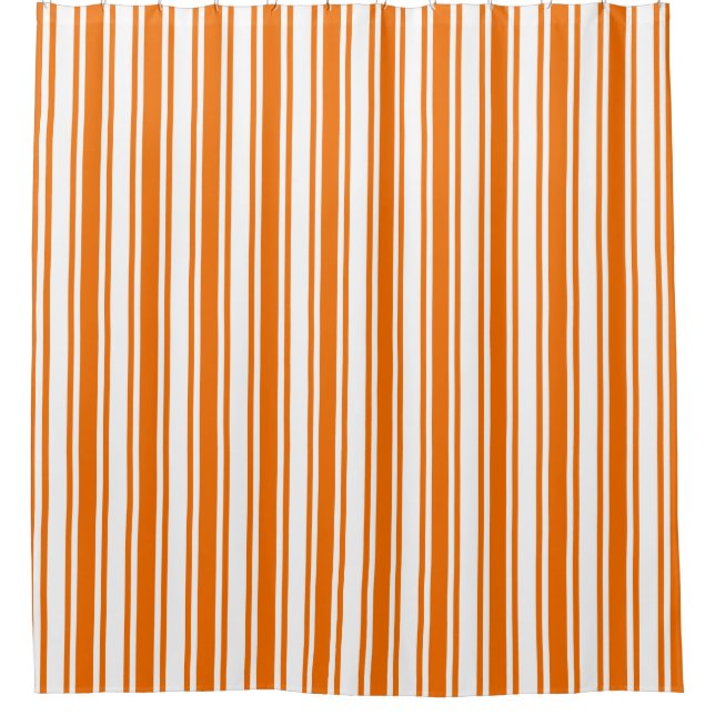Orange and white candy stripes shower curtain (Front)