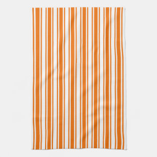 Orange and white candy stripes tea towel