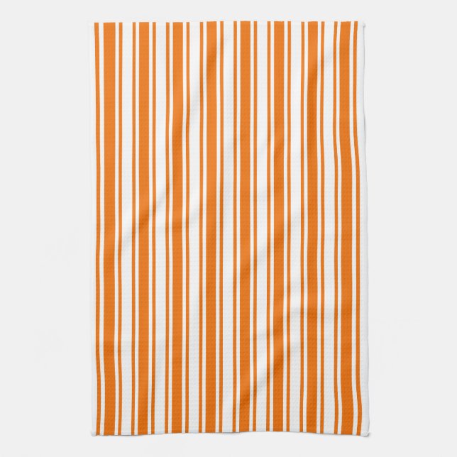 Orange and white candy stripes tea towel (Vertical)