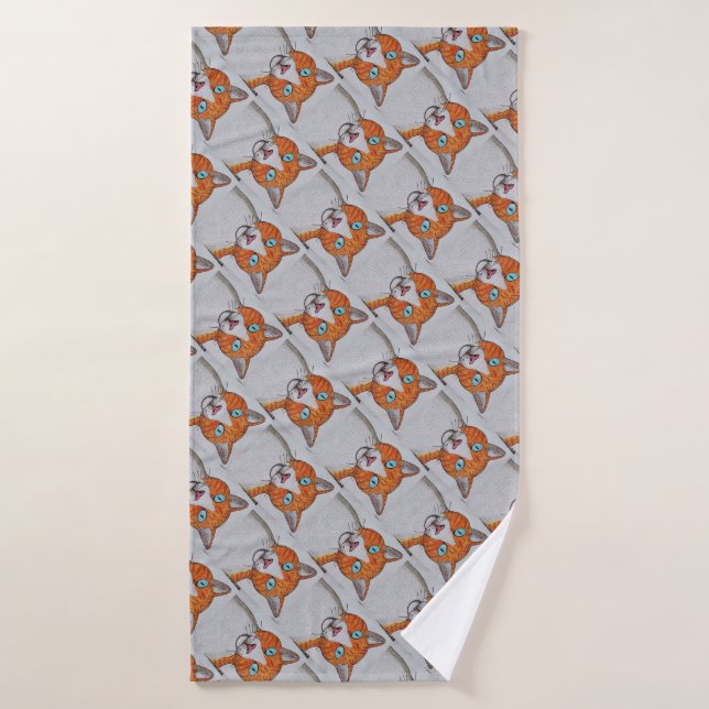 Orange and white cat Towel (Bath Towel)