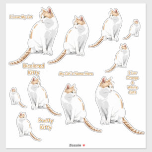 Orange and White Cats Lg Sticker Set