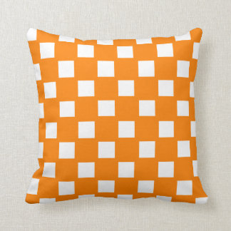 Orange and White Checked Cushion