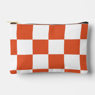Orange and White Checkerboard Pattern Accessory Pouch