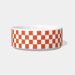 Orange and White Checkerboard Pattern Bowl