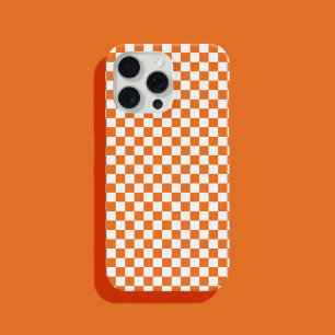 Orange and White Checkered iPhone 14 Case