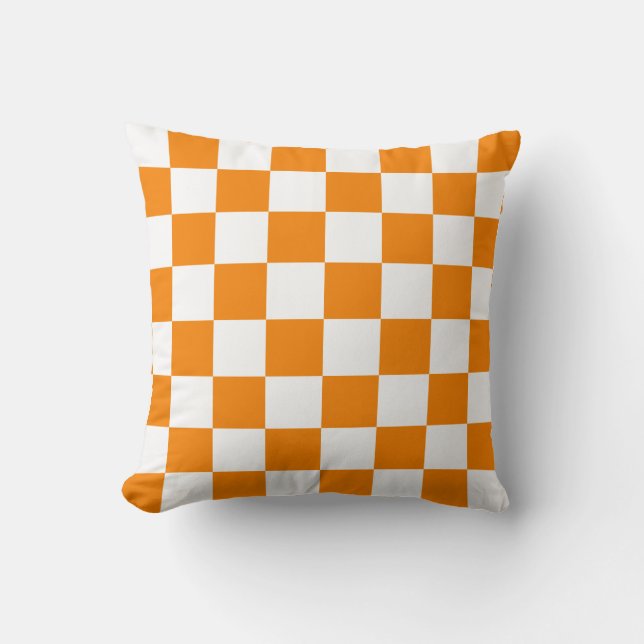Orange and White Checks Cushion (Front)