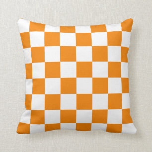 Orange and White Checks Cushion