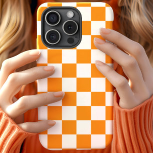 Orange And White Chequerboard Chequered Pattern iPhone 11 Case