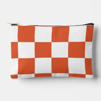 Orange and White Chequerboard Pattern Accessory Pouch