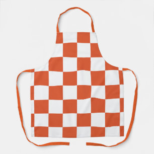 Orange and White Chequerboard Pattern Apron