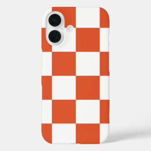 Orange and White Chequerboard Pattern iPhone 16 Case