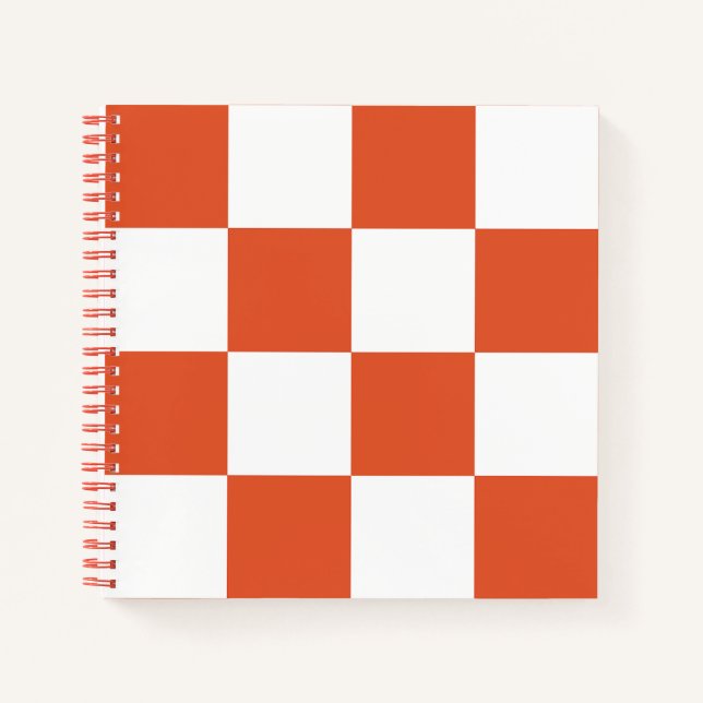 Orange and White Chequerboard Pattern Notebook (Front)