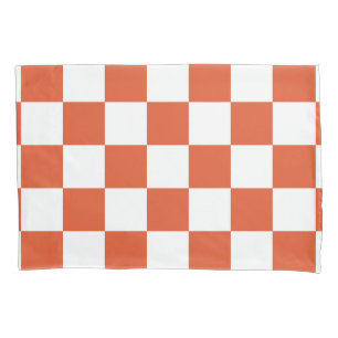 Orange and White Chequerboard Pattern Pillowcase