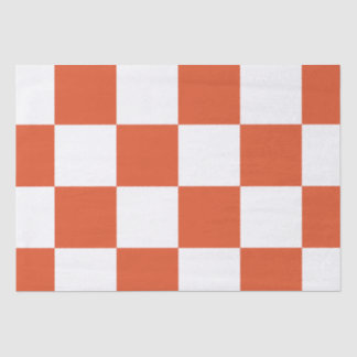 Orange and White Chequerboard Pattern Tissue Paper