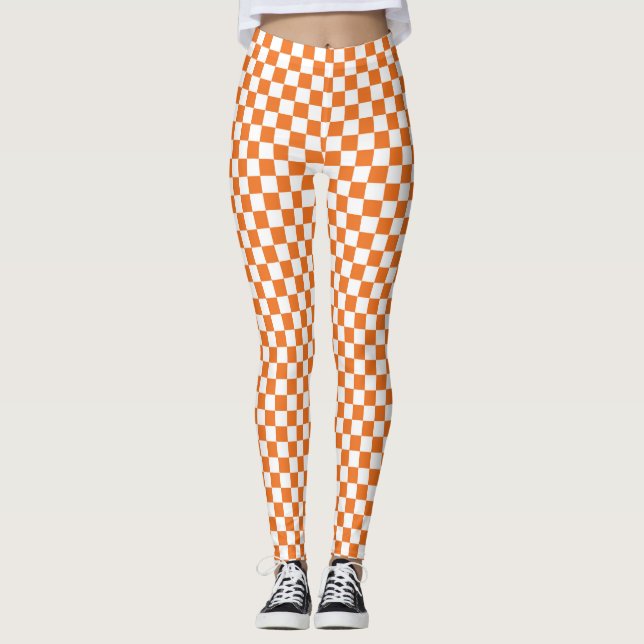 Orange and White Chequered Leggings (Front)