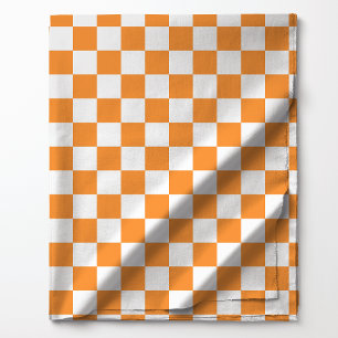 Orange and White Chequered Pattern Fabric